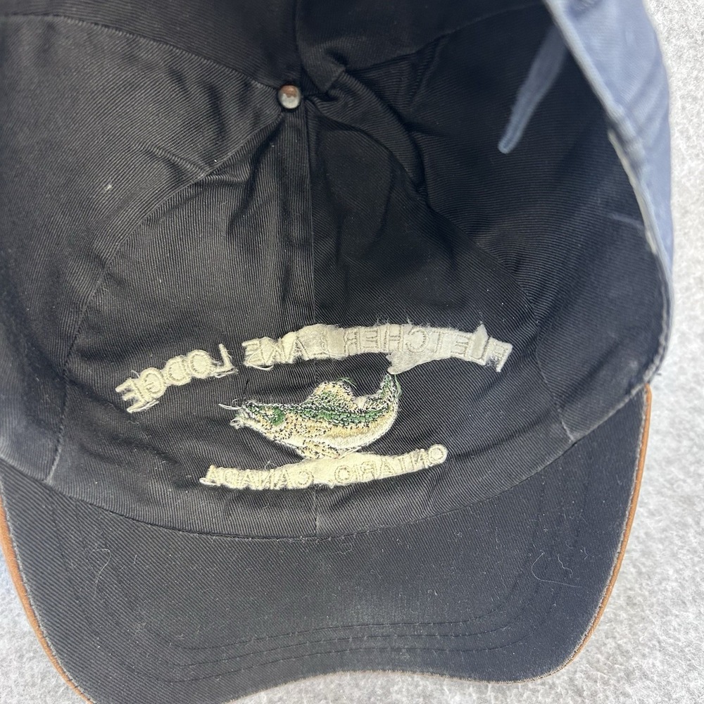 Fletcher Lake Lodge Ontario Canada Fish Logo Strapback Hat OSFM Blue Brown - Picture 7 of 12